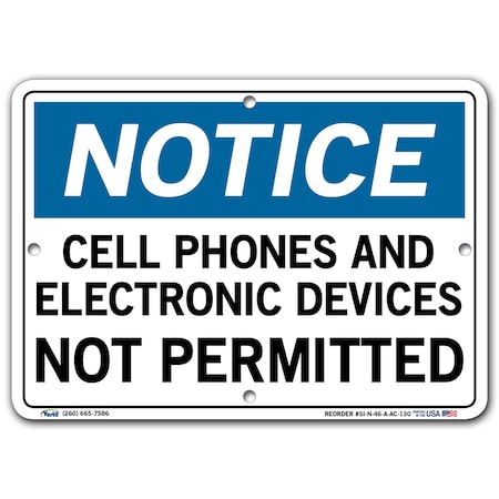Vestil Aluminum Composite Sign, 7-1/2" Height, 10-1/2" Width, Aluminum Composite, Rectangle, English SI-N-46-A-AC-130